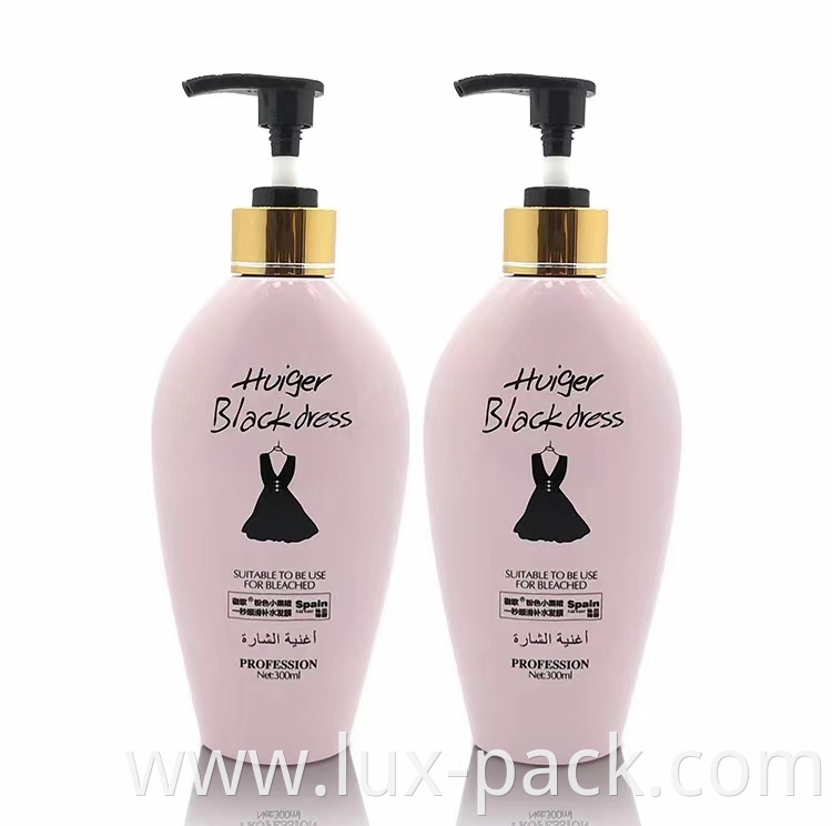 Wholesale PET Pink Plastic Luxury Lotion Pump Bottle Plastic Shaped Shampoo Bottle and Conditioner Packaging